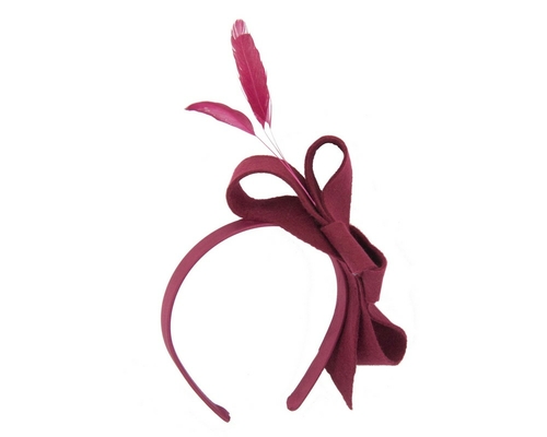 Wine felt bow winter racing fascinator