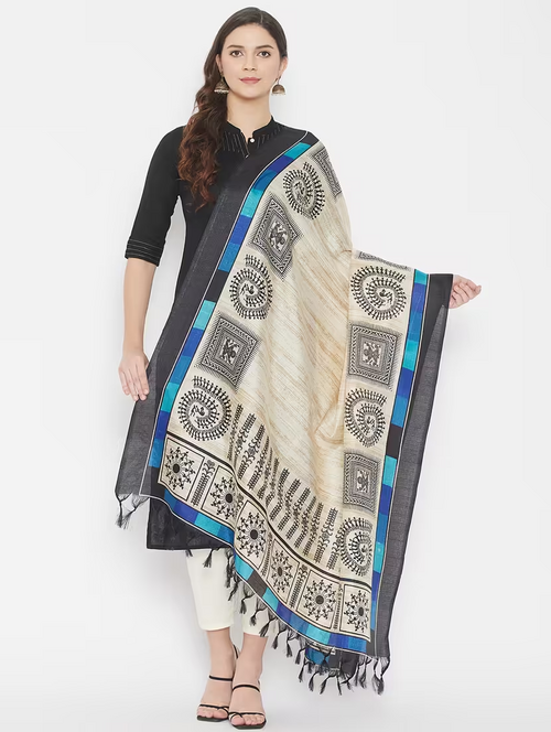 beige cotton blend dupatta