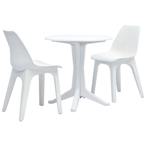 3 Piece Bistro Set Plastic White