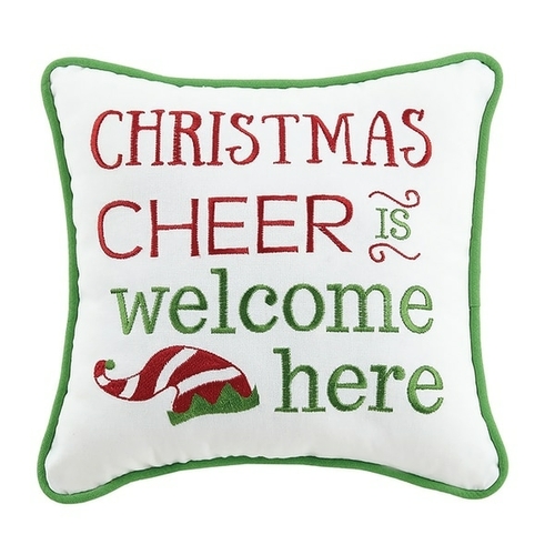Peking Handicraft 31HRS2063C10SQ Christmas Cheer Is Welcome Her Pillow