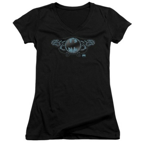 Trevco Batman-Two Gargoyles Logo - Junior Tee - Black- Small