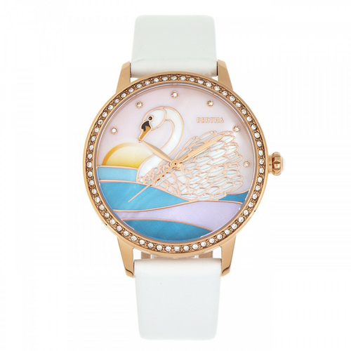 Bertha BTHBR9005 Grace MOP Leather Band Watch for Women, White