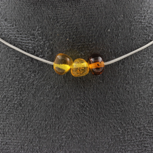 Genuine Baltic Sea Amber 3 beads necklace. 