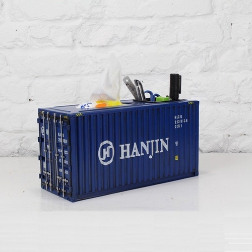 Cargo Container Tissue Box With Pen Holder