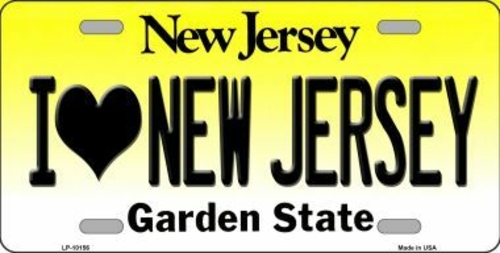 Smart Blonde LP-10156 I Love New Jersey Background Novelty Metal Licen