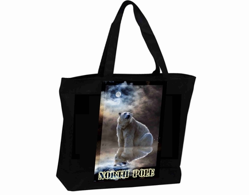 Tote Bag XL Travel Poster Visit North pole and Polar Bear