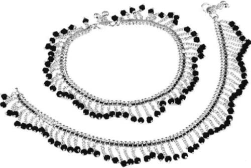 Indian Traditional White Metal Anklets Payal Pair for Women Girls