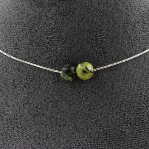 Jade Nephrite from Xiuyan China 2 beads necklace.