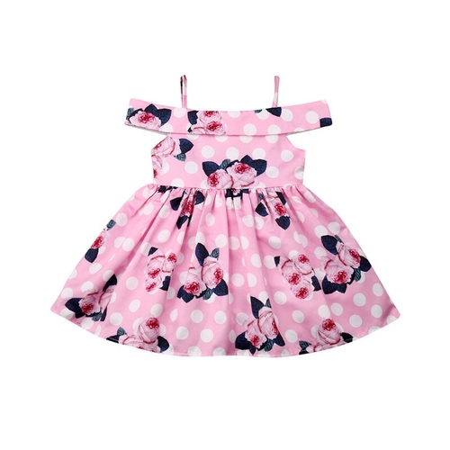 Sweet Kids Baby Girls Flowers Dot Sundress