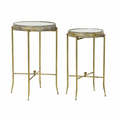 Side table DKD Home Decor Metal Mirror (2 pcs) (32 x 32 x 60 cm) (41 x