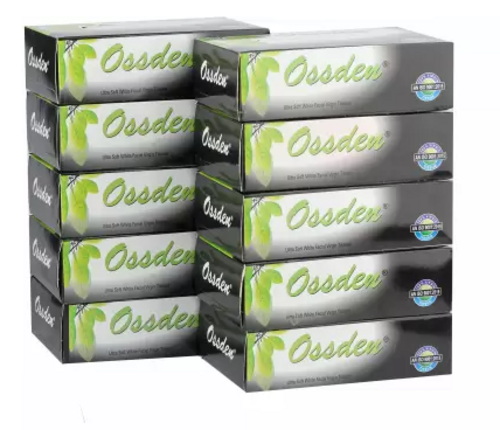 100% virgin paper pack of 10 facial tissue 100 pulls 2 ply WHITE pack