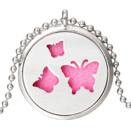 New Butterfly Aroma Diffuser Necklace Open Silver