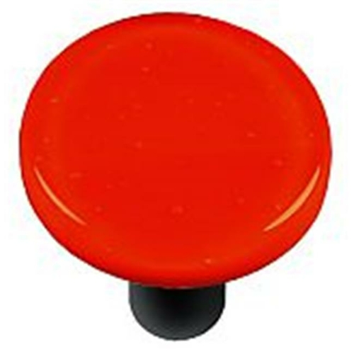 Hot Knobs HK1002-KRB Tomato Red Round Glass Cabinet Knob - Black Post