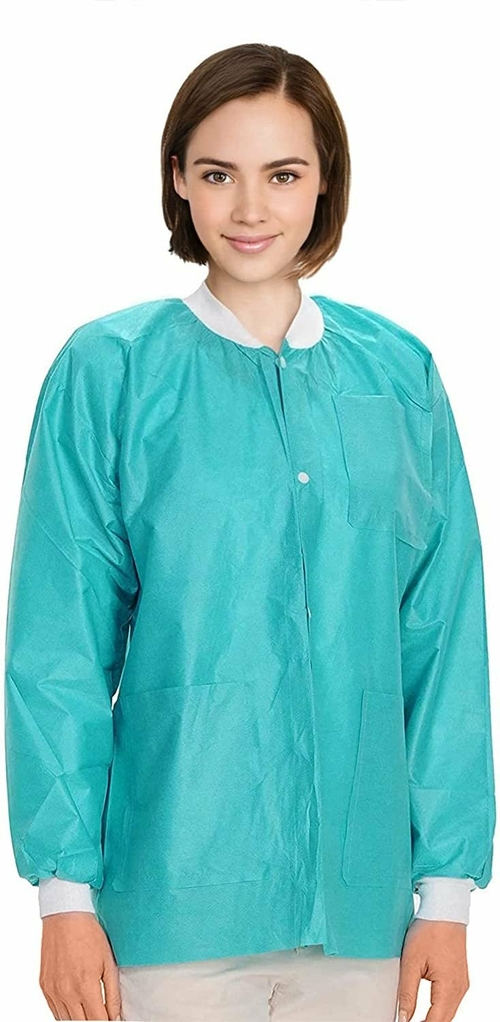 Disposable Shirts. Pack of 10 Teal Blue Disposable Lab Jackets