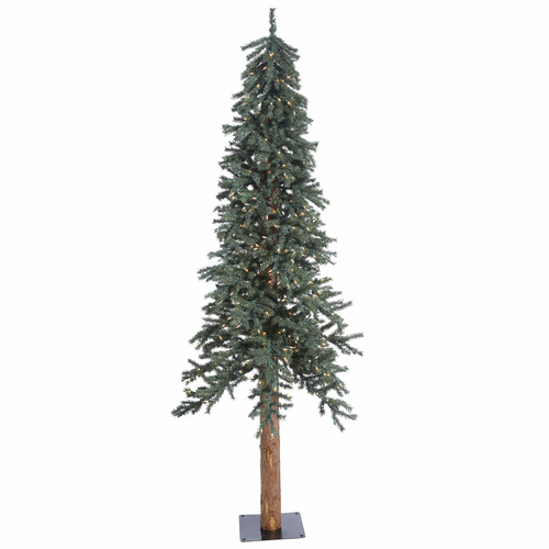 Natural Bark Dura-Lit Alpine Tree with Warm White LED Lights - 7 ft. x