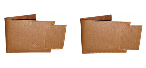 Casual, Formal Tan Artificial Leather Wallet Multi Slot PACK OF 2