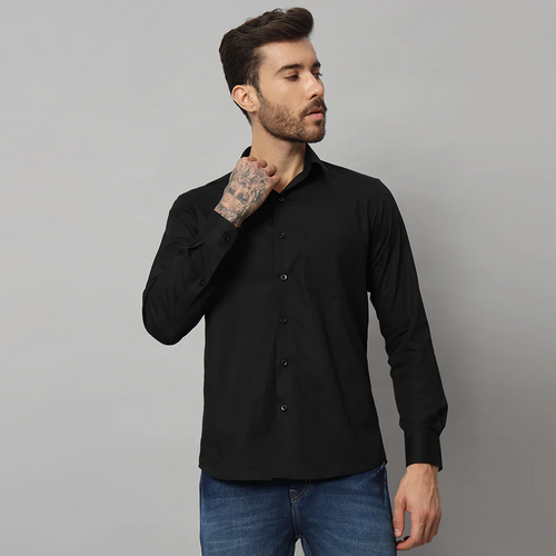 Stylish Men'S Charcoal Black Shirt - Perfect For Any Occasion (Size-M)