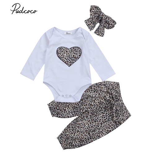 Hot Toddler Infant Babies Leopard 3 PCS Clothing