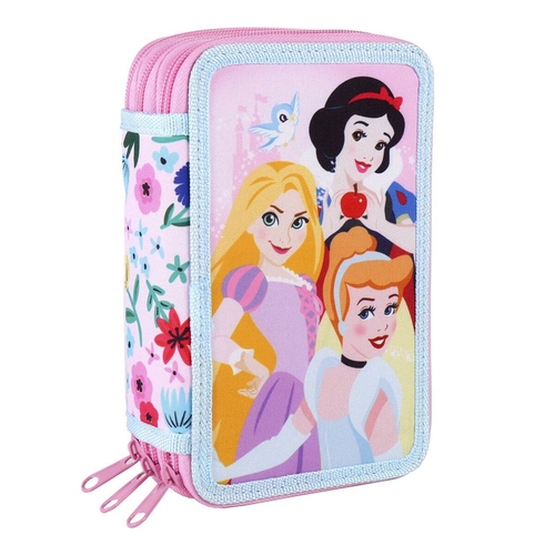 Triple Pencil Case Princesses Disney 43 Pieces Pink (12 x 19,5 x 6,5
