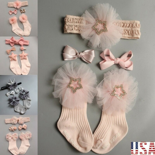 4pcs/Sets Newborn Baby Girls Boys Socks Lace