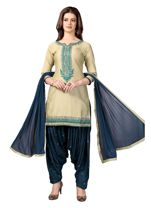 Generic Women's Satin Salwar Material (Grey,