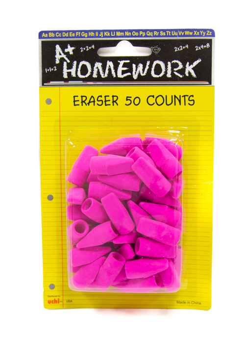 A+ Homework Pink Eraser Cap - 48 Count, 50 Piece