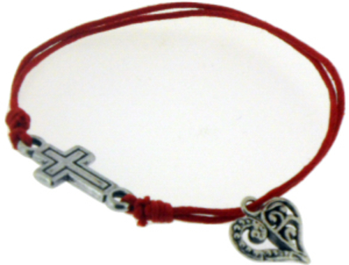Solid Rock Jewelry 144598 Red Cotton Adjustable Friendship with Cross 