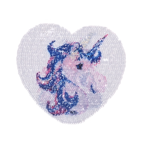 1 pc Love Heart Unicorn Reversible Sequins Sew On