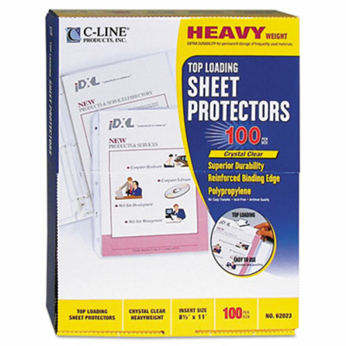 C-Line 62023 Heavyweight Polypropylene Sheet Protector- Clear- 11 x 8.