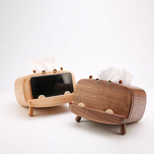 Wooden Hippo Tissue Box