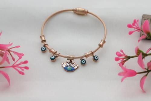 Evil Eye Brass Bracelets for Women Rose Gold