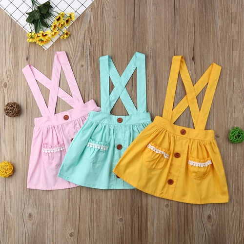 Cute Cotton Baby Kids Girls Solid Suspender