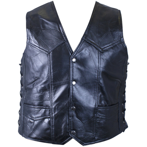 Maxam GFVBIKEAG3X Rock Design Genuine Buffalo Leather Vest with Eagle 