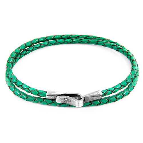 Fern Green Liverpool Silver & Leather Bracelet