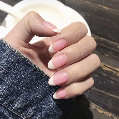 Main 24PCS Everlasting French Nails Artificial Nails Art Set (Medium Round) image