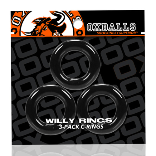Tri Ring Cock Cage Oxballs Willy Rings Pack Black (3 uds)