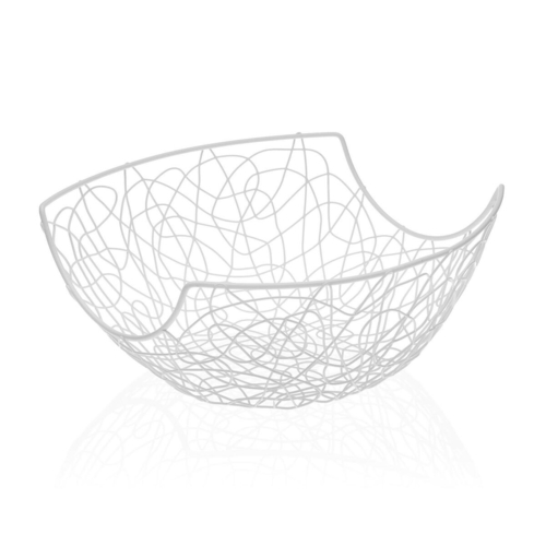 Fruit Bowl Versa White Metal Steel (28 x 12 x 28 cm)