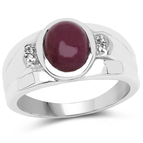 2.74 Carat Genuine Ruby and White Topaz Brass Ring