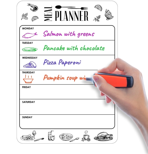 Magnetic Meal Planner for Fridge 8.5x12 in   Dry Erase Weekly Meal