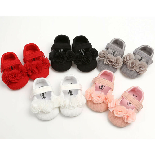 0 18M Newborn Baby Girl Crib Shoes Flower Soft