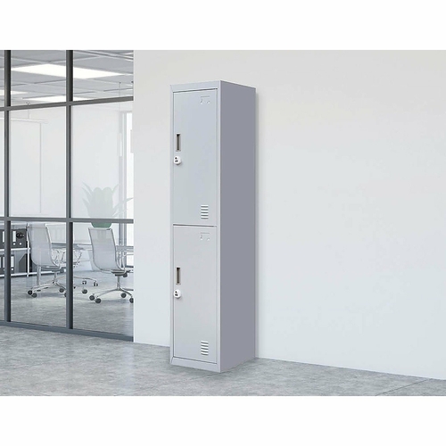 Grey 2-Door Locker for Office Gym Shed School Home Storage - 3-Digit