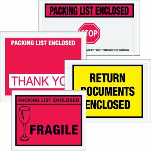 Tape Logic PL447 5 .5 x 10 in. 2 Mil Poly Red Customs Papers Enclosed 