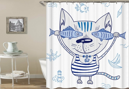 Cute SailorвЂ™s Cat Shower Curtain