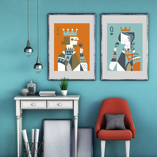 Poker King Queen Print Posters , Abstract Playing