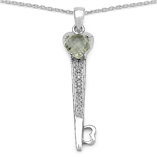 1.82 Carat Genuine Green Amethyst & White Diamond .925 Sterling Silver