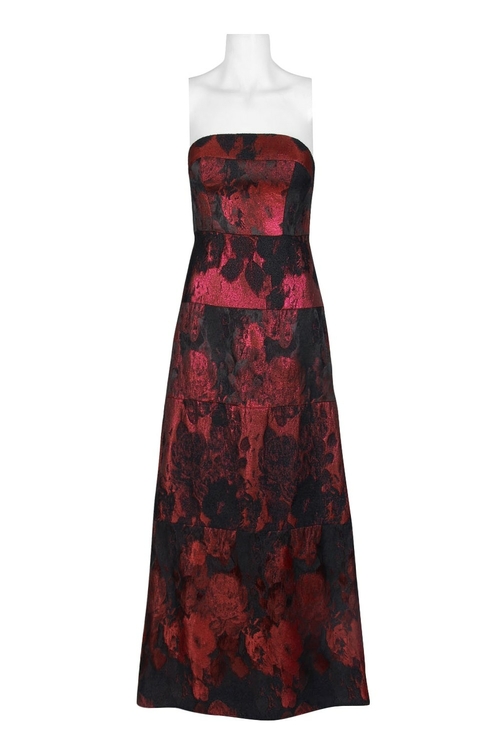 Adrianna Papell Strapless Zipper Back A-Line Jacquard Dress (Petite)