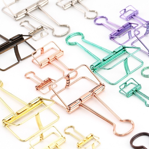 1PC Solid Color Metal Paper Clips Binder