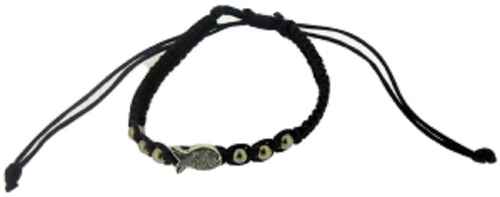 Solid Rock Jewelry 144741 Black Cotton Adjustable Friendship with Fish