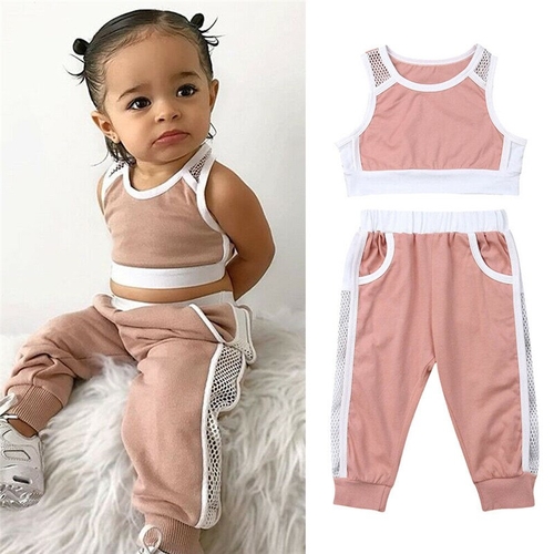 1-6Y Active Kids Baby Girls Summer Tracksuits Sets