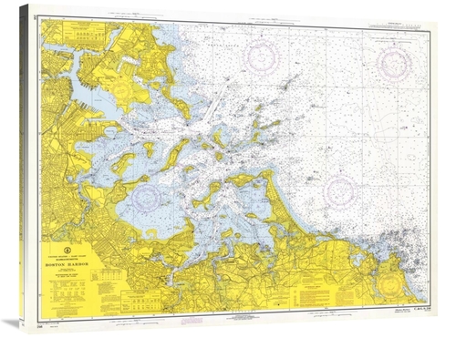 Global Gallery GCS-450533-40-142 40 in. Nautical Chart - Boston Harbor